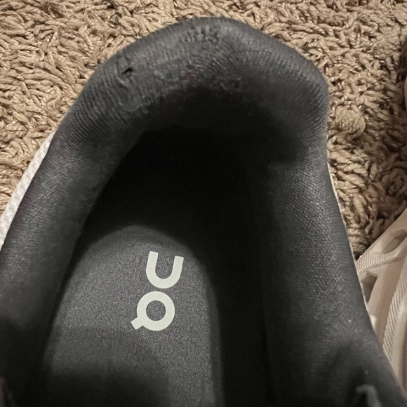 On Cloudmonster running shoe in a white and blue colorway. - Picture 8 of 9